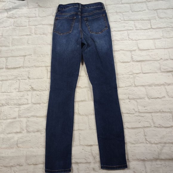 Forever 21 womens jeans high rise distressed rip skinny jeans blue denim sz 24 - Picture 2 of 7